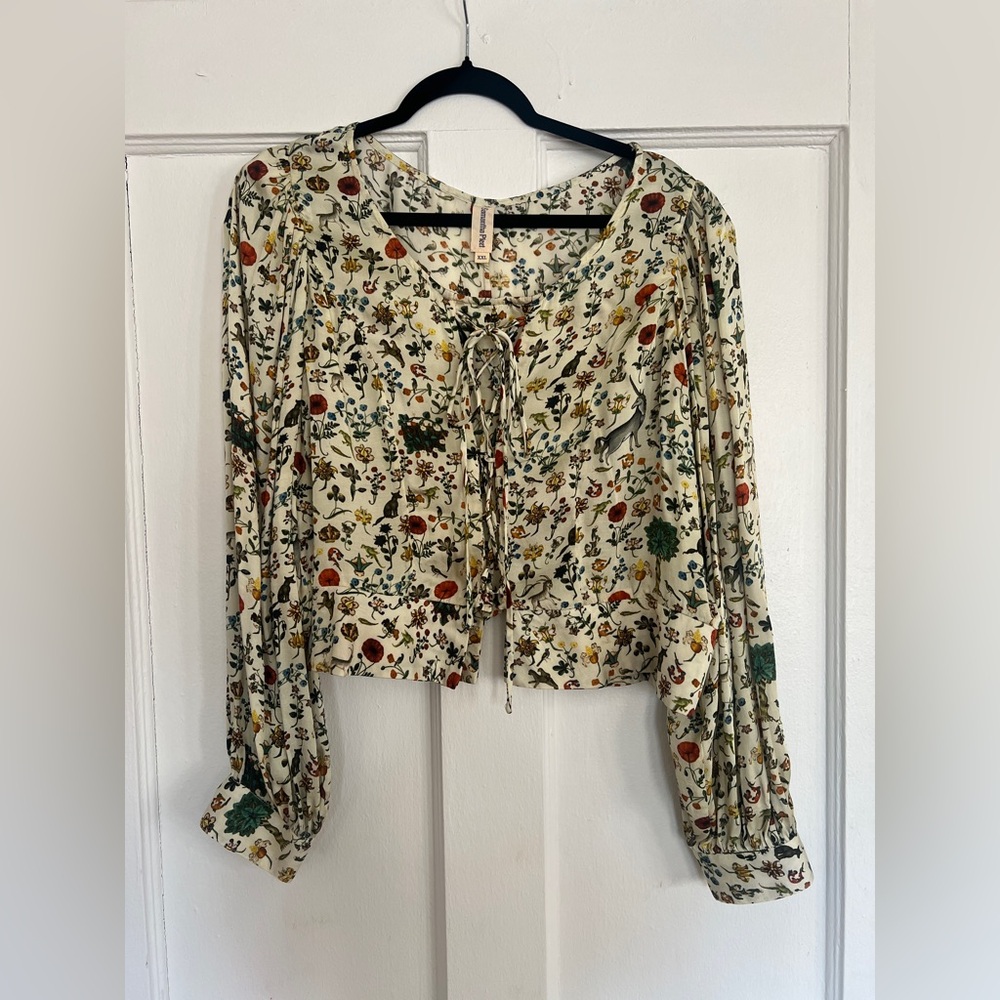 Samantha Pleet Illuminated Lace-Up Blouse